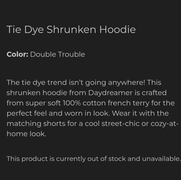 🆕 DAYDREAMER double trouble bright colored tie dye hoodie size xs/small - Picture 3 of 7